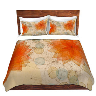 Go to store & view more images DiaNoche Designs Spacey Orange Flowers Duvet Cover Set