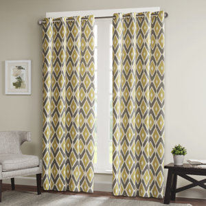 Annamaria Light Ikat Semi-Sheer Grommet Single Curtain Panel