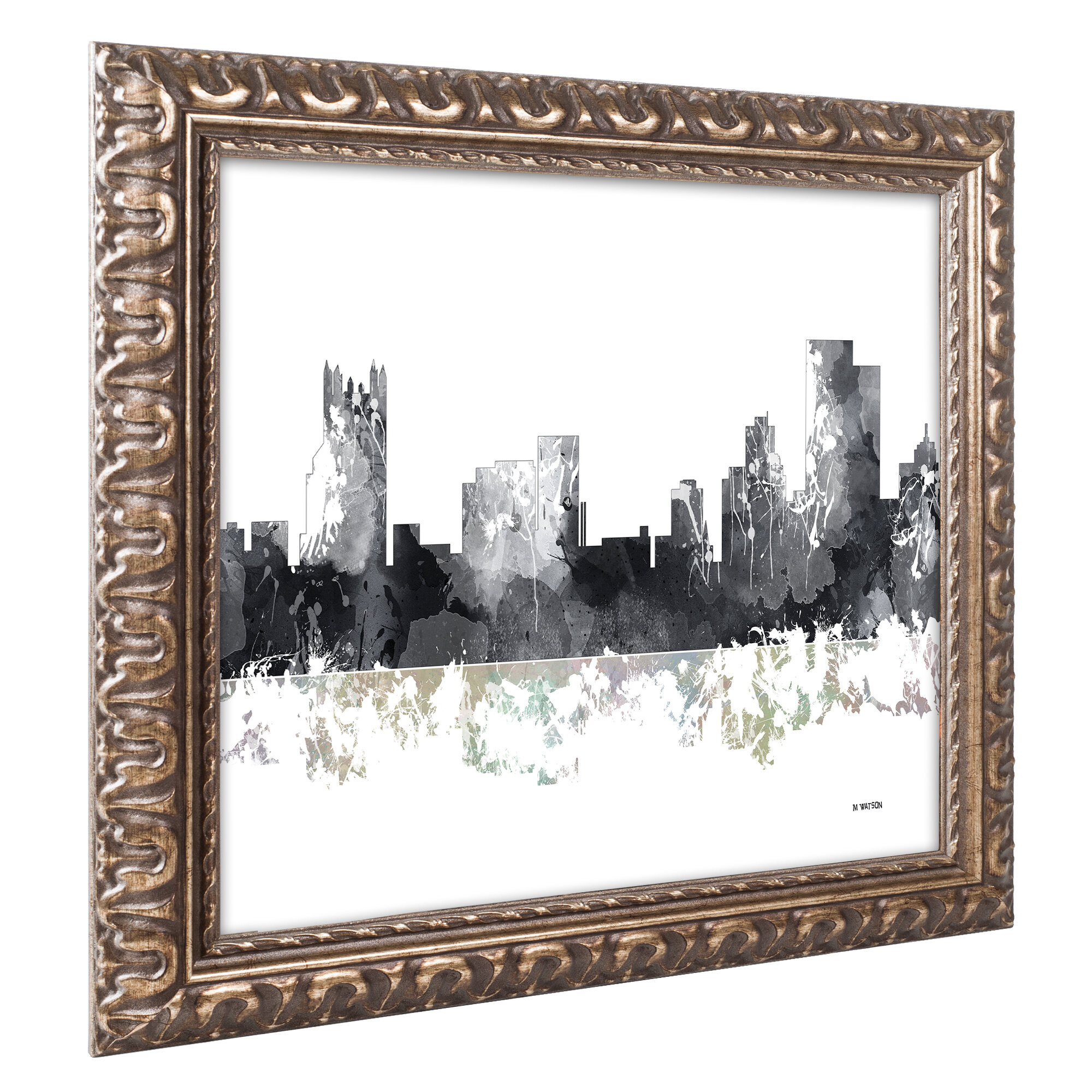 Trademark Art Pittsburgh Pa Skyline Bg 1 Ornate Framed Graphic Art On Canvas Wayfair