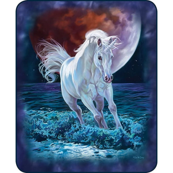 Winston Porter Gill Ultra Plush Midnight Unicorn Faux Fur Blanket