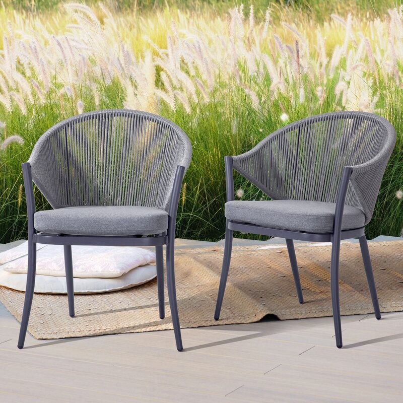 Bungalow Rose Mukul Patio Dining Armchair with Cushion & Reviews | Wayfair