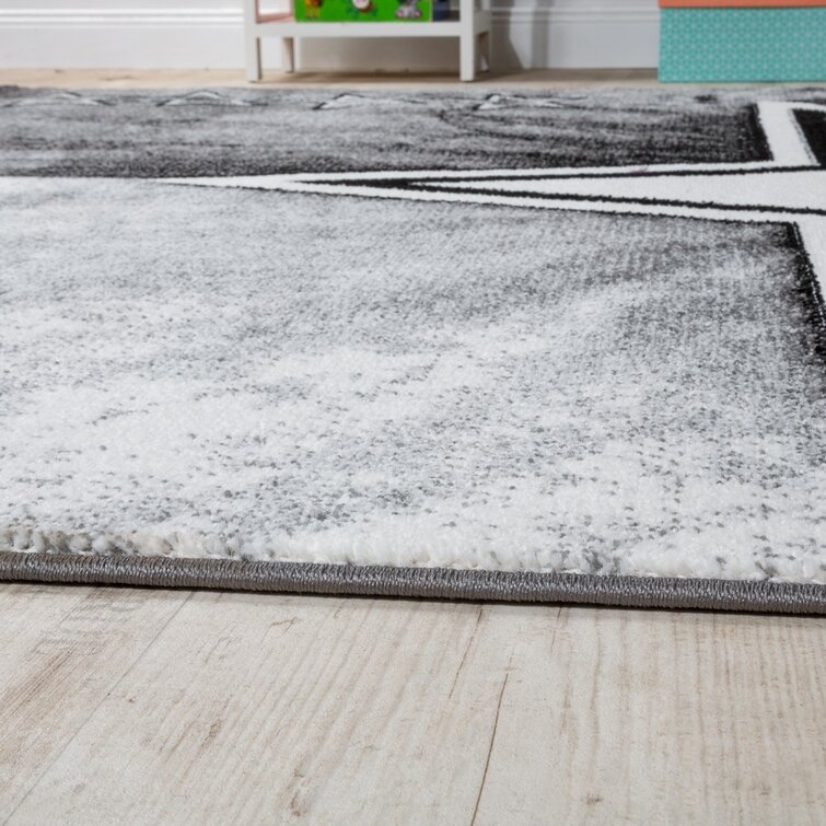 LIVONE Star Rug Childrens Bedroom Baby/Teenagers Rug with Stars in Silver Grey White 100 x 150 cm silver grey