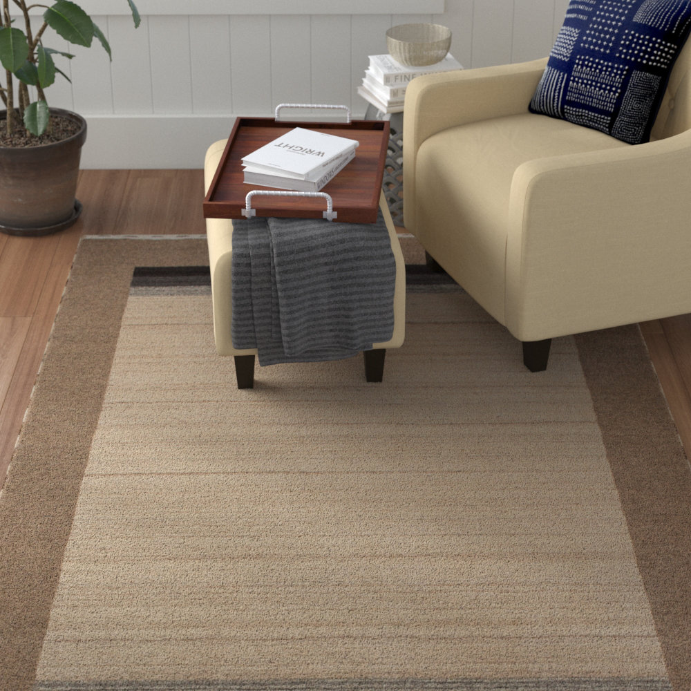 Winston Porter Delana Gabbeh Riz Hand Knotted Wool Cream Brown Area Rug Wayfair