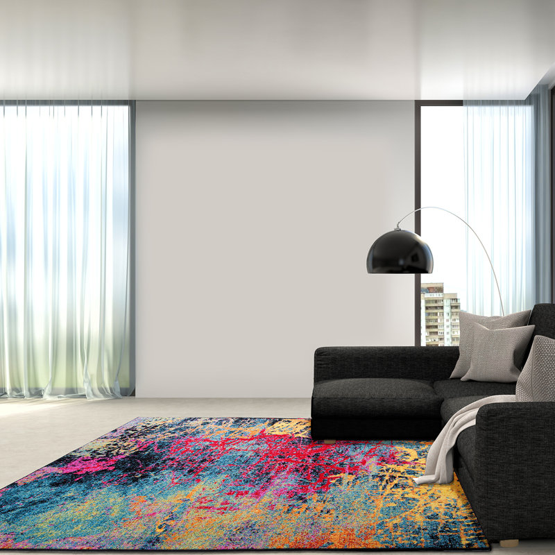 Ebern Designs Denita Abstract Multicolored Area Rug Reviews