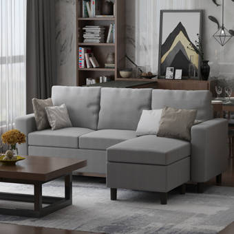 Allmodern 84 Wide Velvet Reversible Sofa Chaise Reviews Wayfair