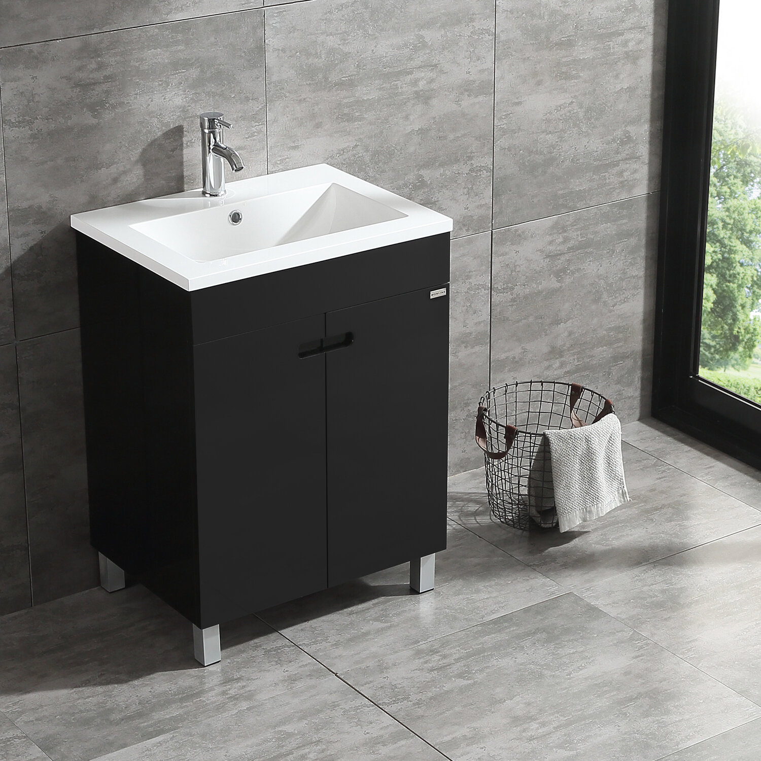 Wonline 24 Black Single Wood Bathroom Vanity Cabinet Reviews