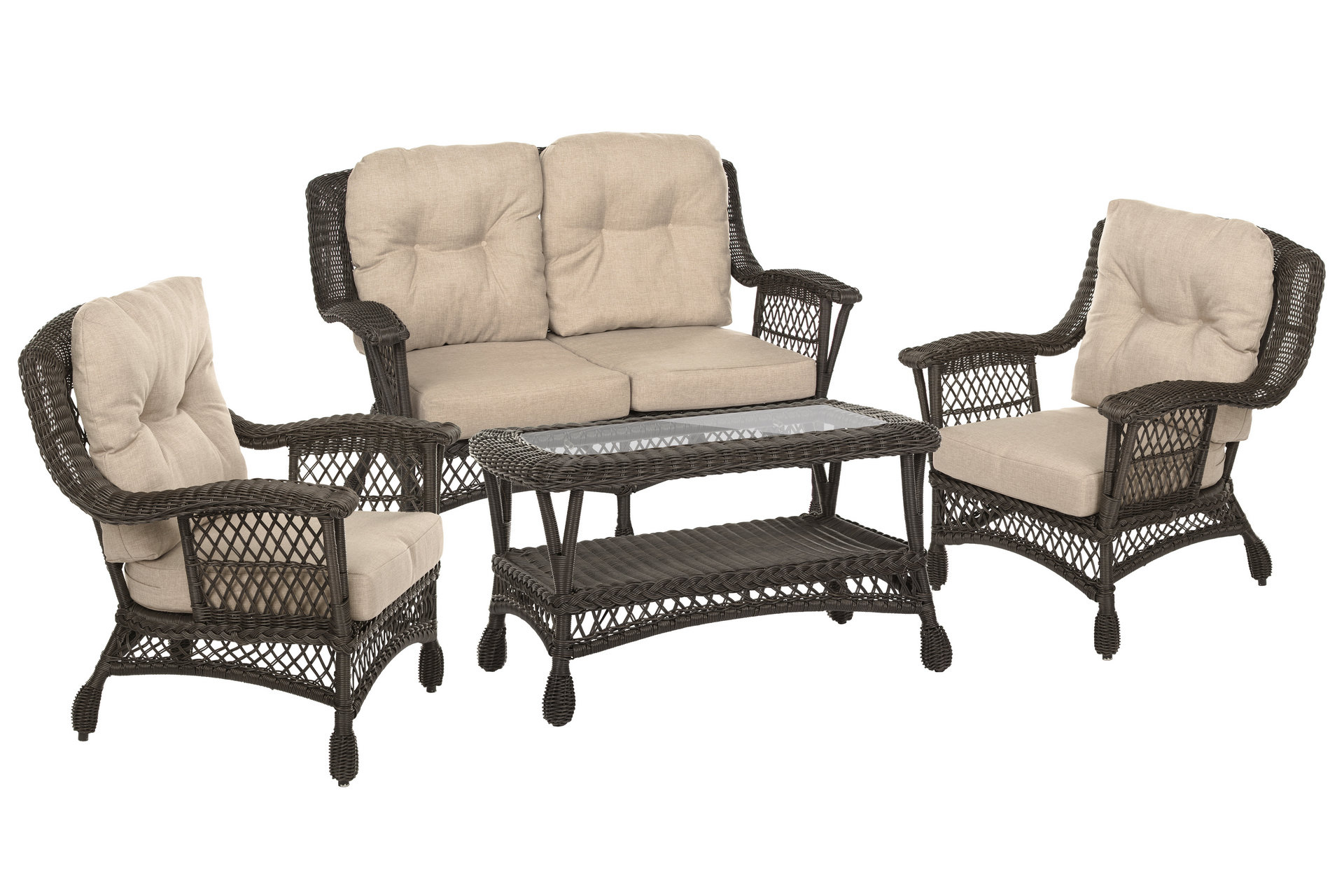 Highland Dunes Depew Outdoor Garden Furniture 4 Piece Rattan Sofa Seating Group With Cushions Wayfair