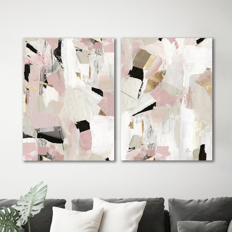 Black Rose Gold - 2 Piece Wrapped Canvas Painting Print Set Size: 11" H x 14" W