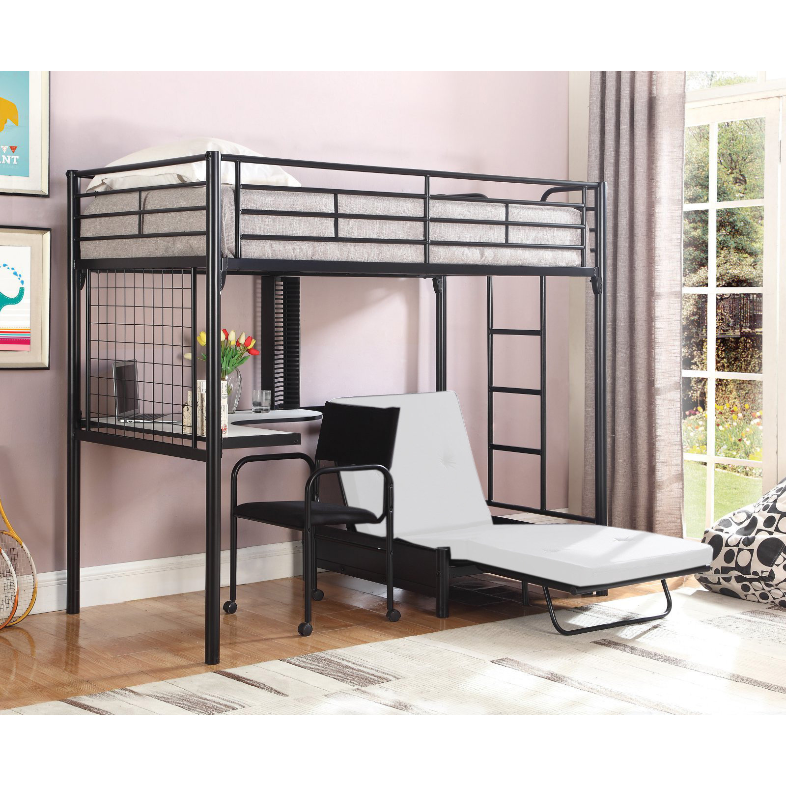 twin full loft bed with desk