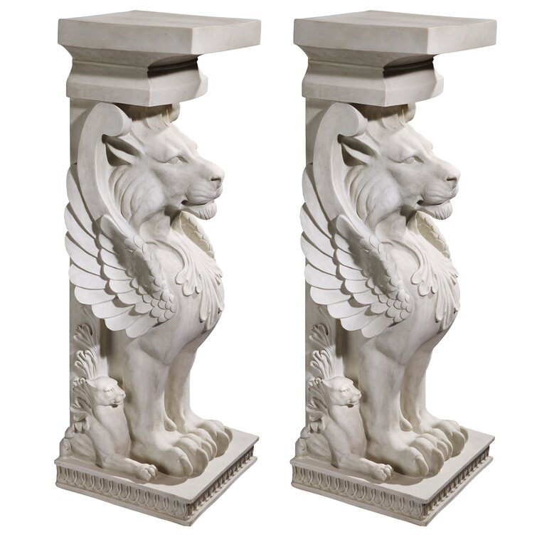 Design Toscano Trapezophoron Sculptural Winged Lion Pedestal & Reviews ...