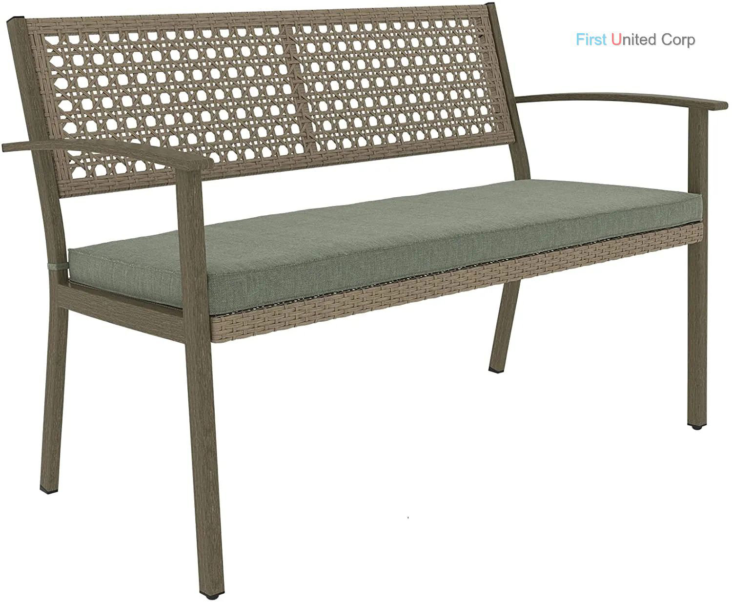 steel wicker 2 seater garden bench