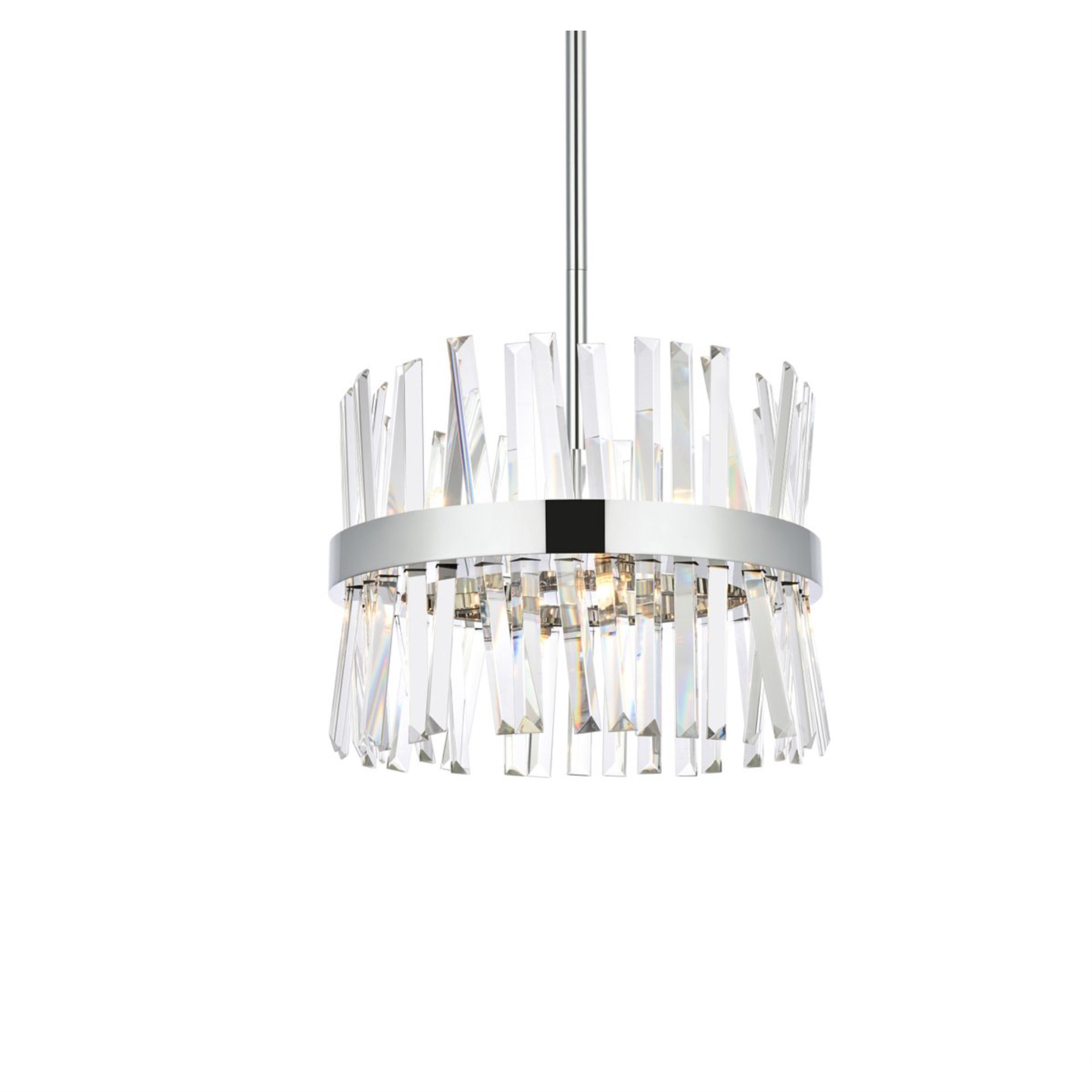 Crystal Round Pendant Light In Chrome 