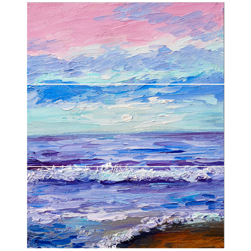 East Urban Home Colorful Blue Sunset Oil Painting Print Multi