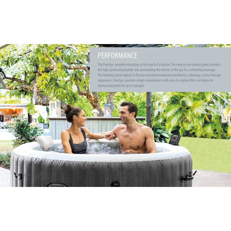 4 Person Blow Up Portable Hot Tub with 120 Bubble Jets Cover CO-Z Inflatable Hot Tub Grey 6' Outdoor Above Ground Pool and Bathtub with Electric Air Pump for Patio Backyard