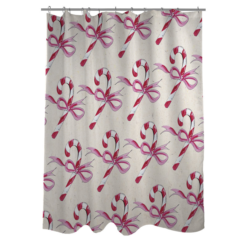 One Bella Casa Candy Cane Bows Shower Curtain Wayfair Candy Cane Bows Shower Curtain