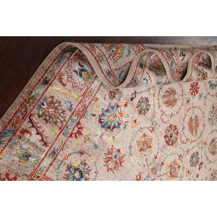 RugsTC 6'1 x 8'7 Chobi Ziegler Area Rug Made Using Vegetable Dyes with Wool Pile 100% Original Hand-Knotted in Black,Beige,Green Colors a 6x9 Rectangular Double Knot Rug RugsTC 6'1 x 8'7 Chobi Ziegler Area Rug Made Using Vegetable Dyes with Wool Pile 100% Original Hand-Knotted in Black,Beige,Green Colors a 6x9 Rectangular Double Knot Rug