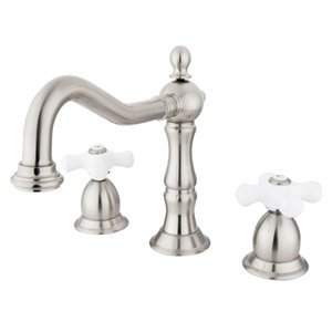 Heritage Double Handle Widespread Bathroom Faucet with Brass Pop-Up Drain