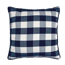 100% Cotton Sateen 26in x 26in Knife-Edge Sham Cornflower Three Inch Blue Plaid White Squares Gingham Buffalo Check Print Roostery Pillow Sham 