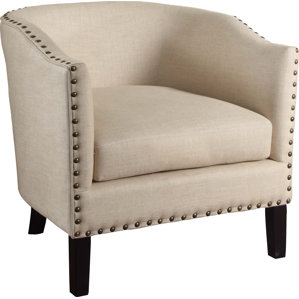 Bunker Hill Natural with Nailheads Barrel Chair by Charlton Home