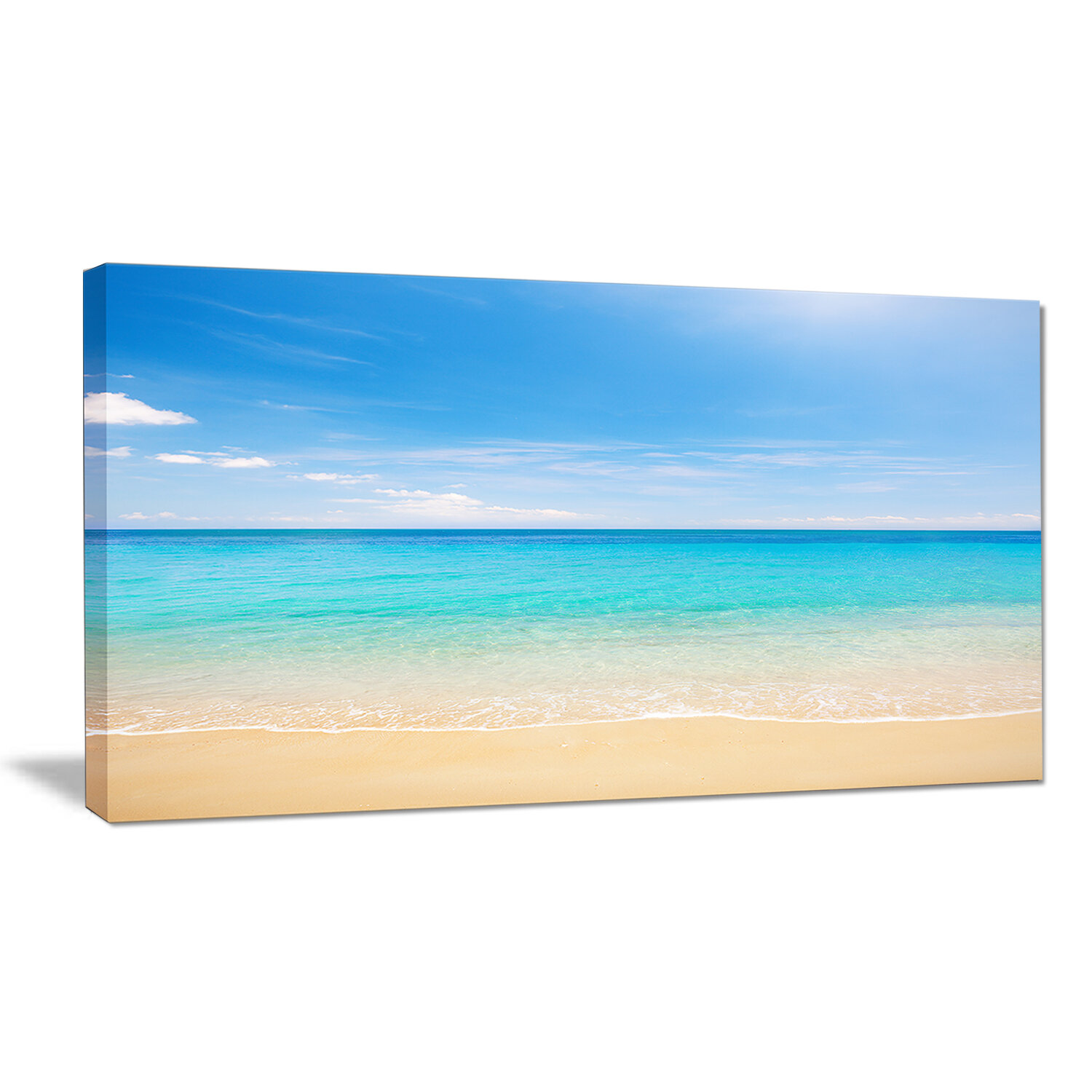 DesignArt Bright Blue Tropical Beach - Wrapped Canvas Photograph | Wayfair