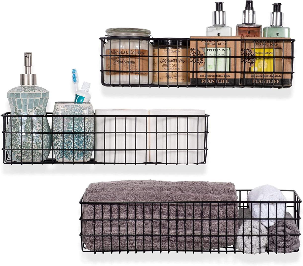 Prep & Savour Chrishawna Wall Mounted Metal Wire Baskets For Kitchen