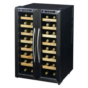 Wine Cooler Cabinet Furniture Wayfair 32 Bottle Dual Zone Freestanding Wine Cooler