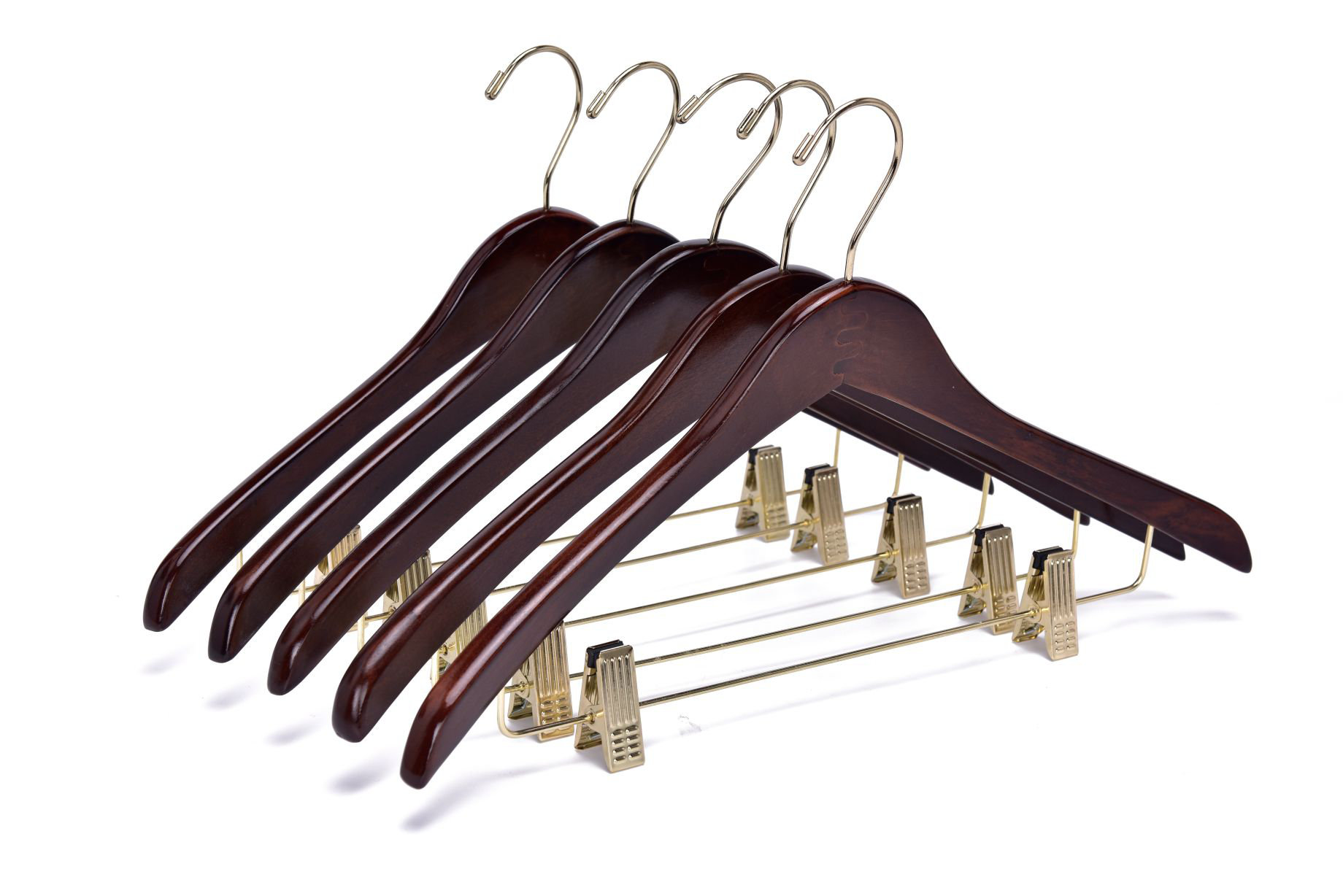 Rebrilliant Curved Wooden Pants Hangers Sturdy Suit, Pants Hangers With