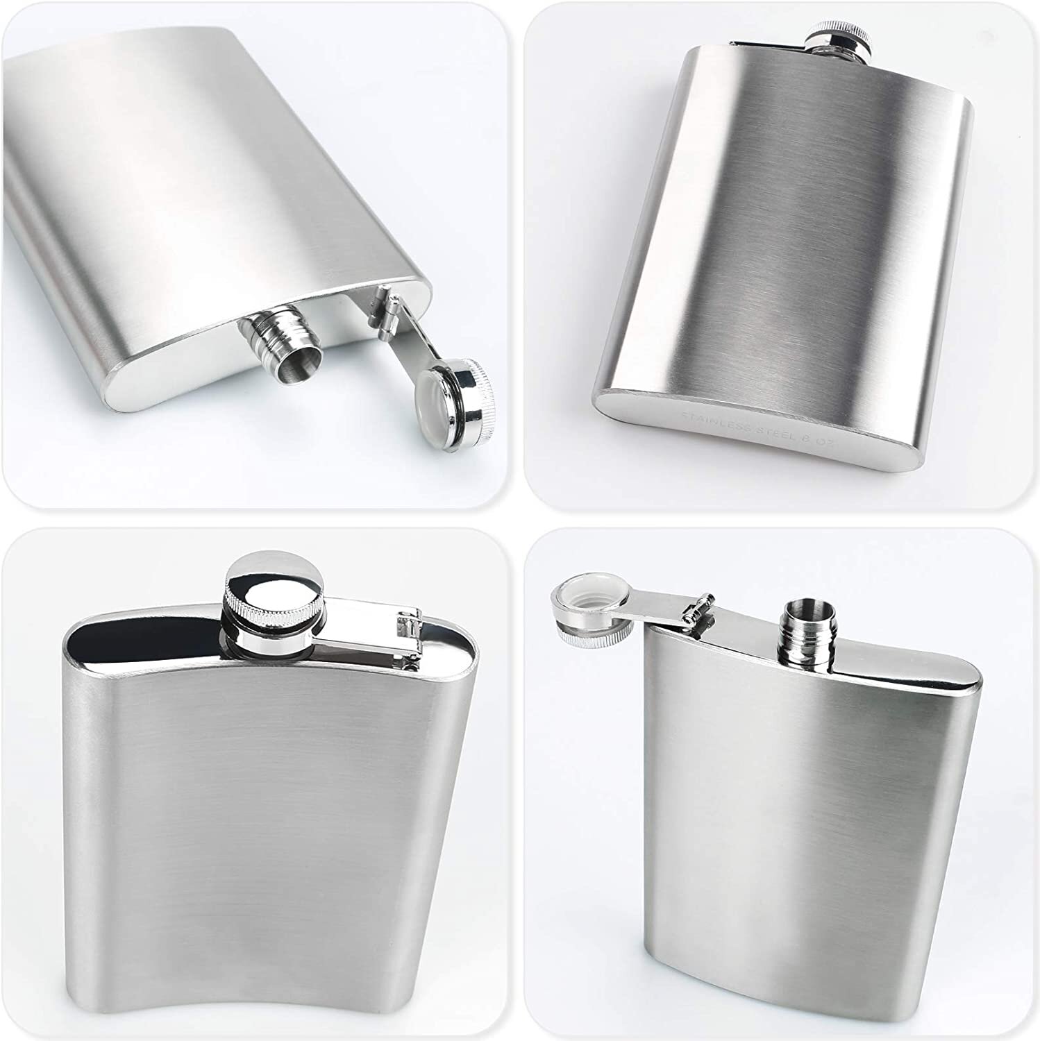 Mans Stainless Steel Outdoor Pocket Hip Flask Alcohol Whiskey Liquor Screw Cap 