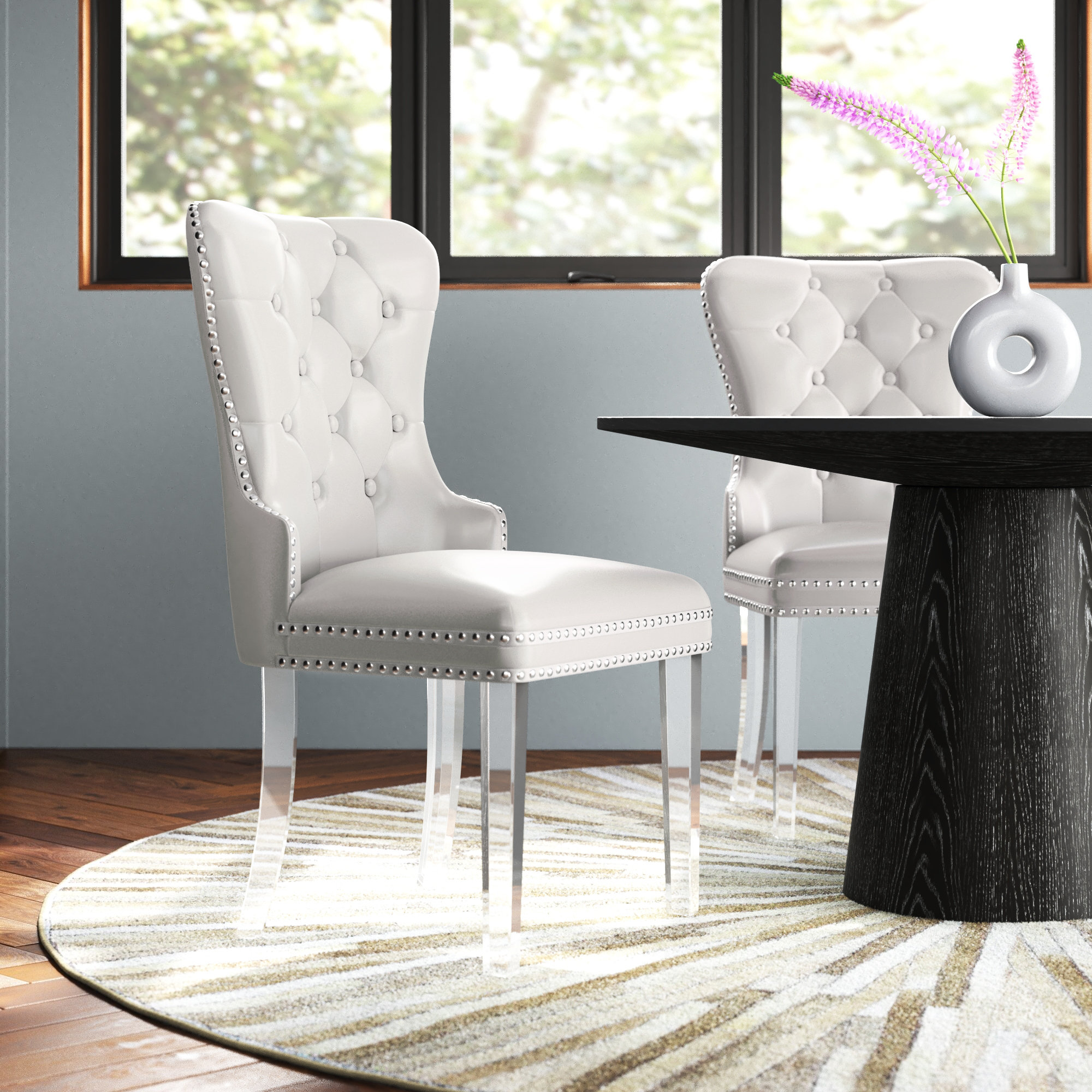 white wingback dining chair