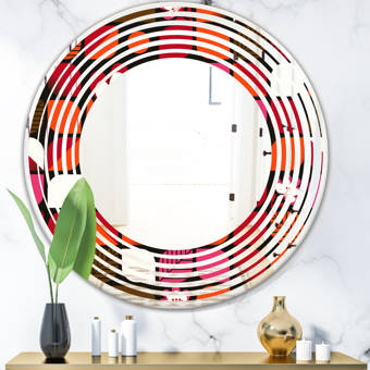 East Urban Home Leaves Honeycomb Wall Texture Coastal Frameless Wall Mirror