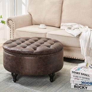 QTQHOME Linen Round Ottoman with Solid Wood Leg,Upholstered Padded Stool Living Room Stool Color : #2 