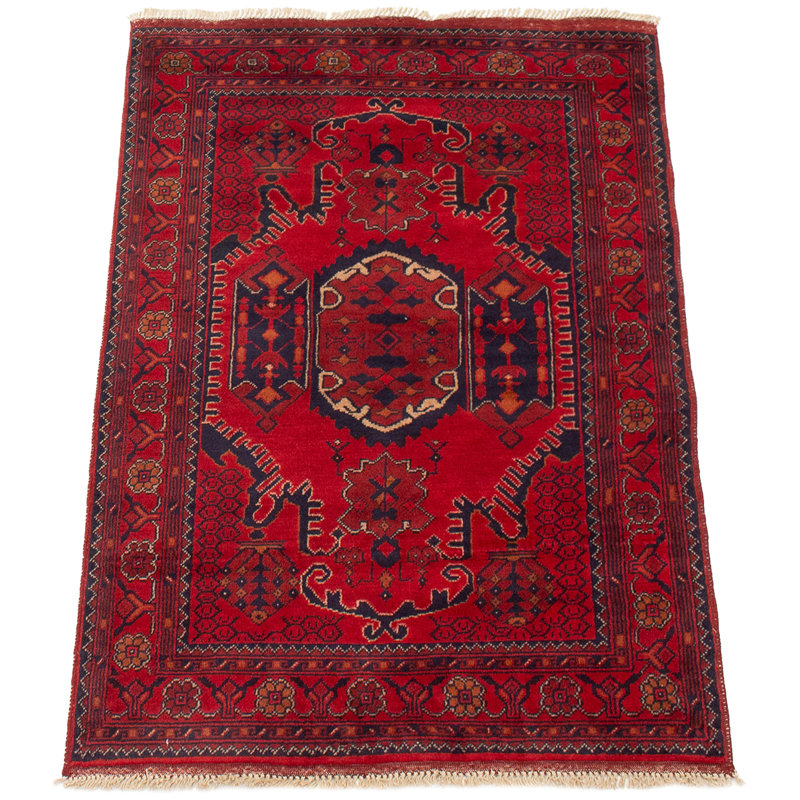 Isabelline One Of A Kind Alarick Hand Knotted 2010s Esari Turkman Red 3 3 X 4 9 Wool Area Rug Wayfair