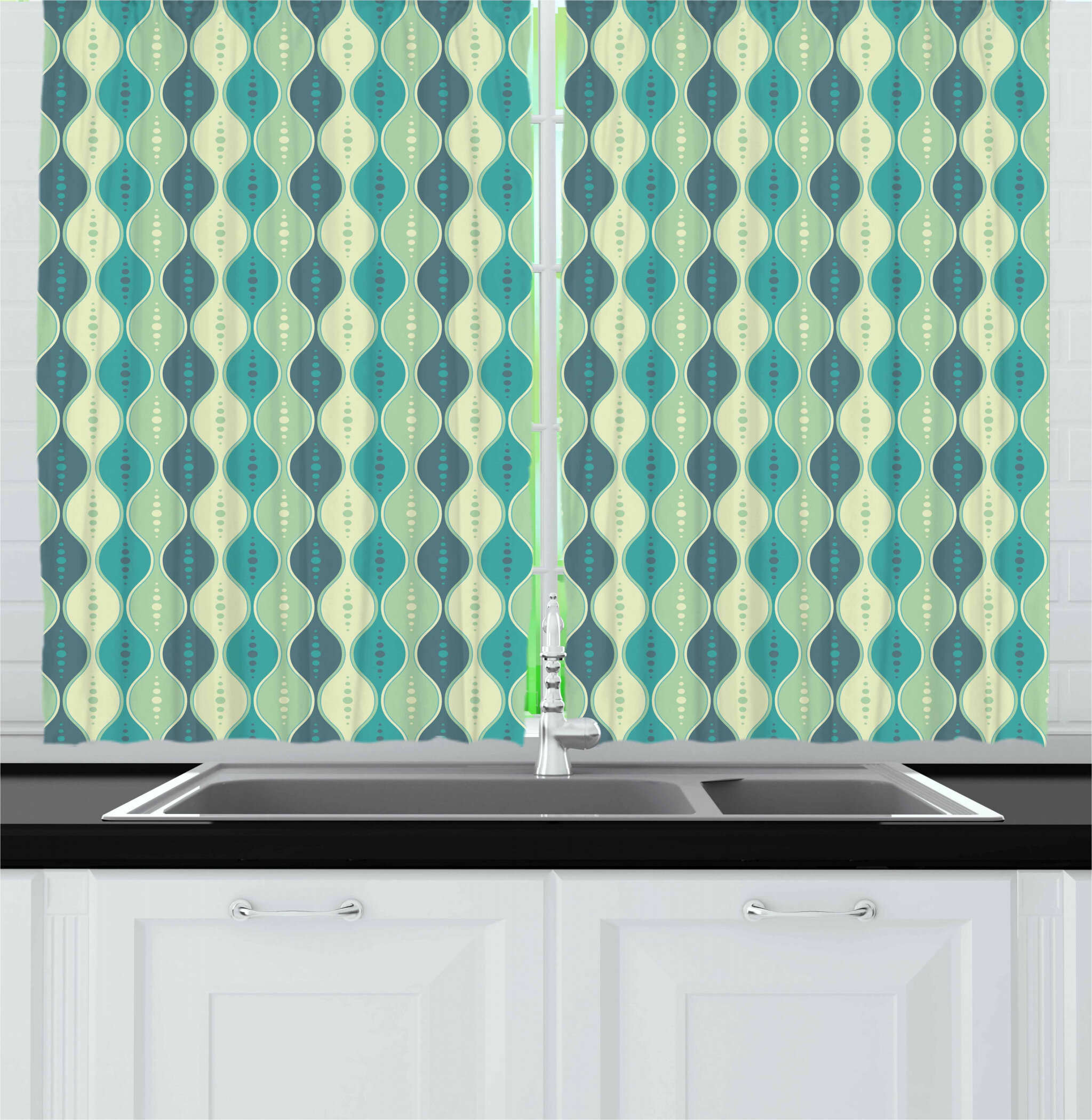 Vintage Fabric Kitchen Curtains 2 Panel Set Window Drapes 55" X 39" 