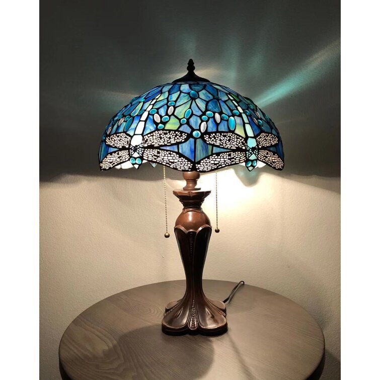 Ouderling kanaal Voorkomen Bloomsbury Market Tiffany Style Table Lamp Sea Blue Dragonfly H24*W16 Inch  | Wayfair