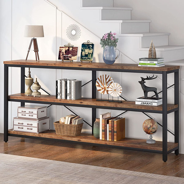 Hallway Entryway Rustic Console Table TV Stand w/ 2 Drawers & Shelf Furniture US 