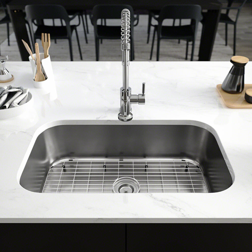 Stainless Steel 32 L X 19 W Single Basin Undermount Kitchen Sink With Additional Accessories