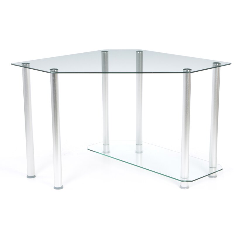 Ebern Designs Chattanooga Glass Corner Desk Reviews Wayfair