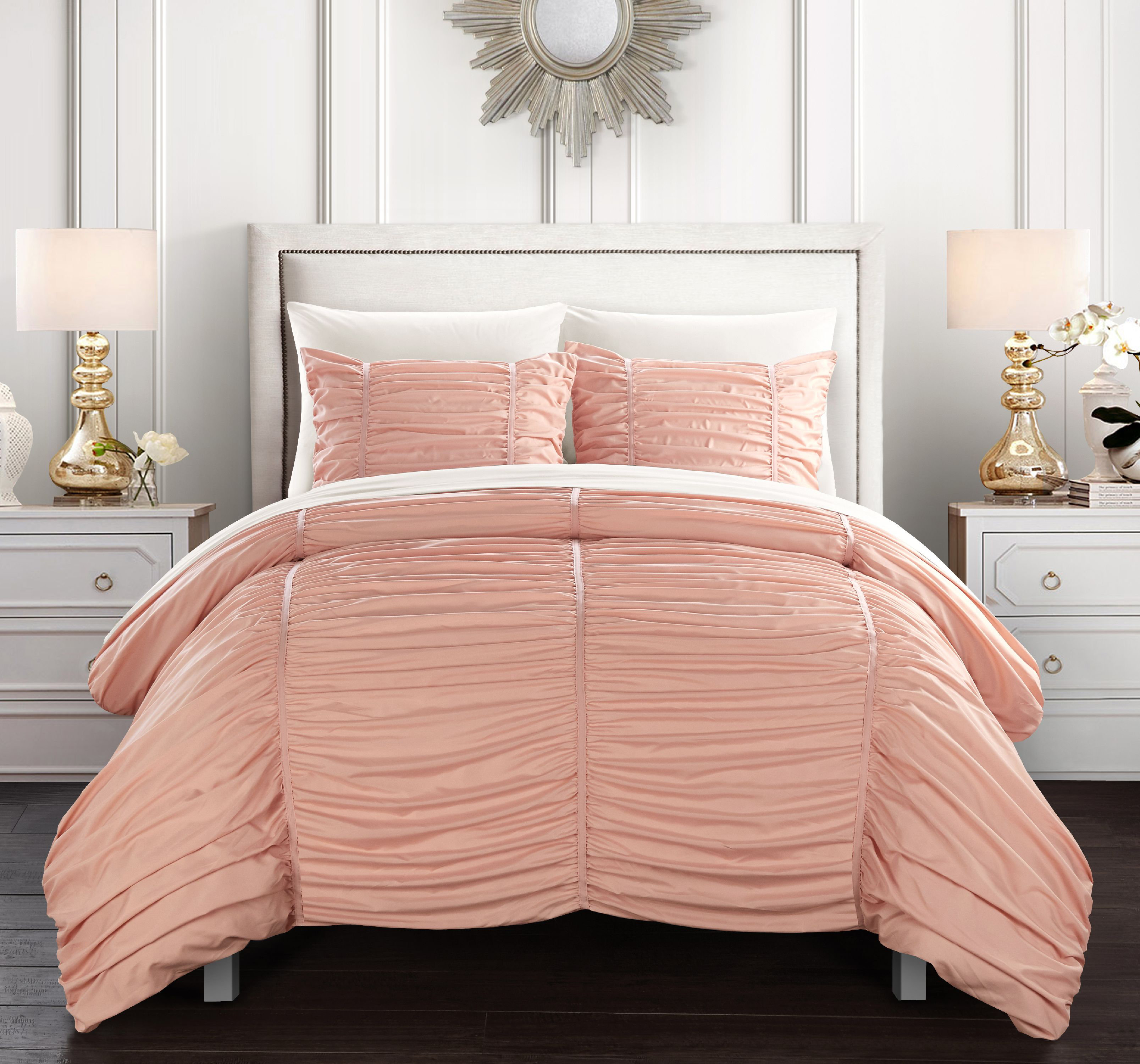 Mercer41 Denardo Pink Microfiber Reversible 3 Piece Comforter Set Wayfair