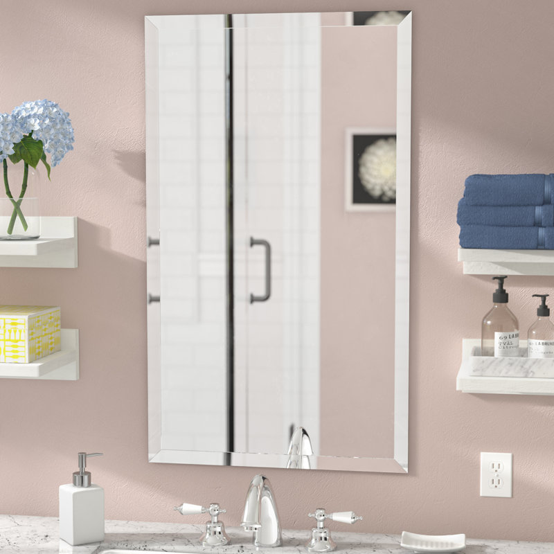 Laude Run Corrinne Frameless Beveled Rectangular Wall Mirror Corrinne Frameless Beveled Rectangular Wall Mirror