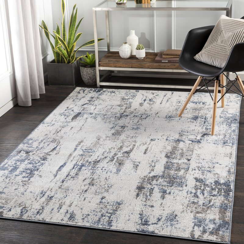 17 Stories Jaye Abstract Taupe/Navy Area Rug & Reviews | Wayfair