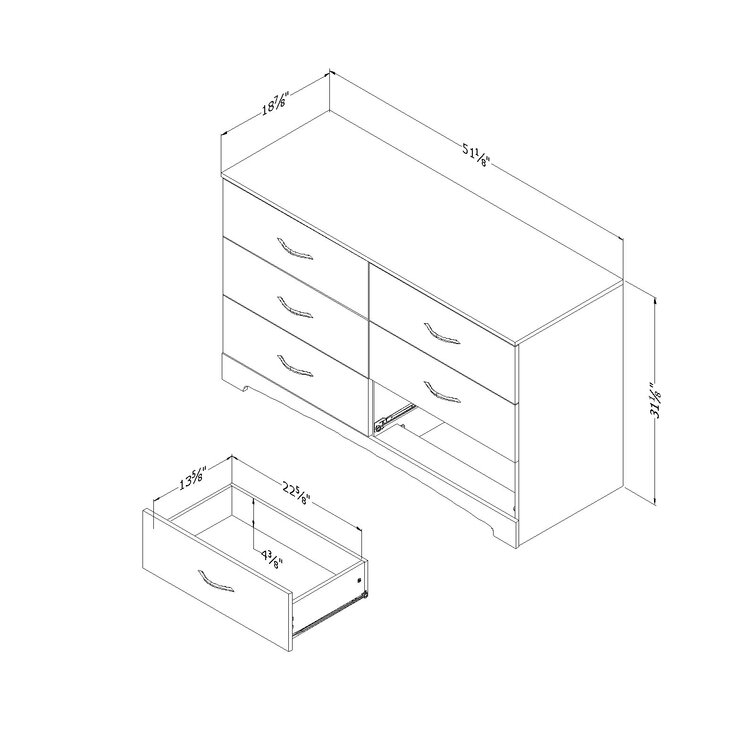 Chocolate South Shore Step One 6-Drawer Double Dresser
