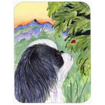East Urban Home Lady With Her Papillon Glass Cutting Board Wayfair