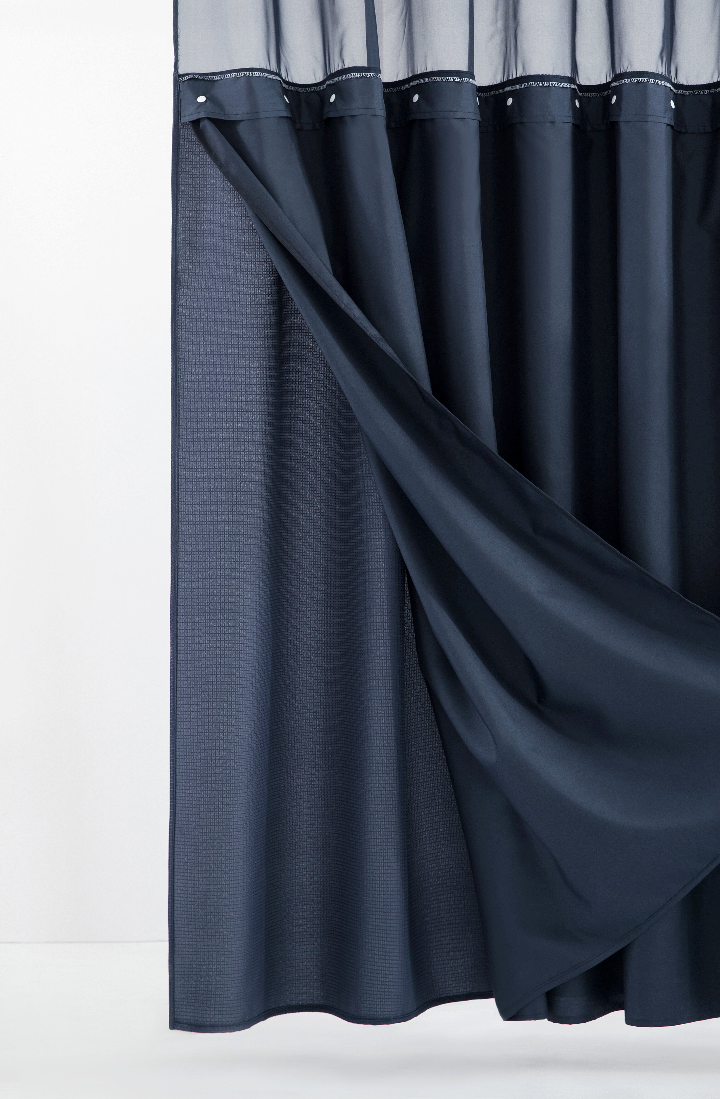 navy blue and yellow shower curtain