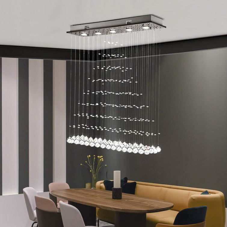 Kenzo 5 - Light Kitchen Island Linear Pendant with Crystal Accents