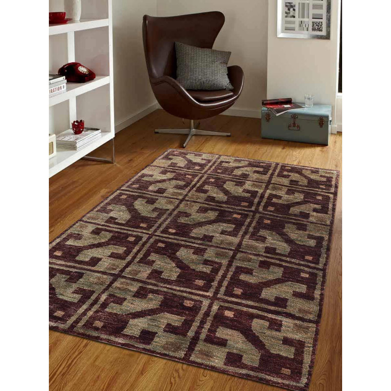Bungalow Rose Crayton Geometric Hand Knotted Brown Beige Area Rug Wayfair