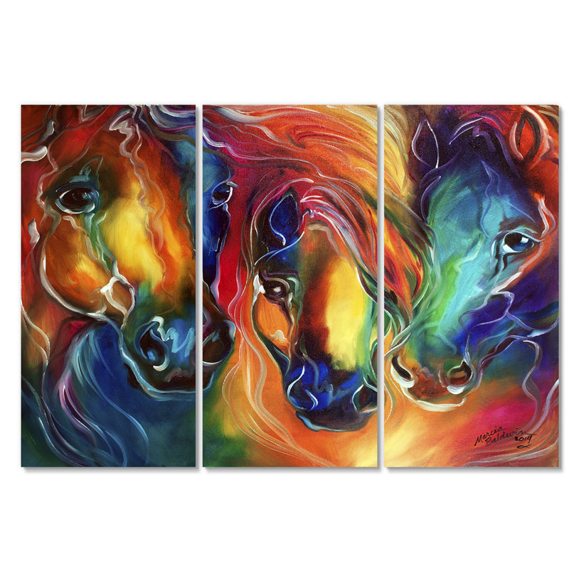East Urban Home Color My World With Horses Painting Multi Piece