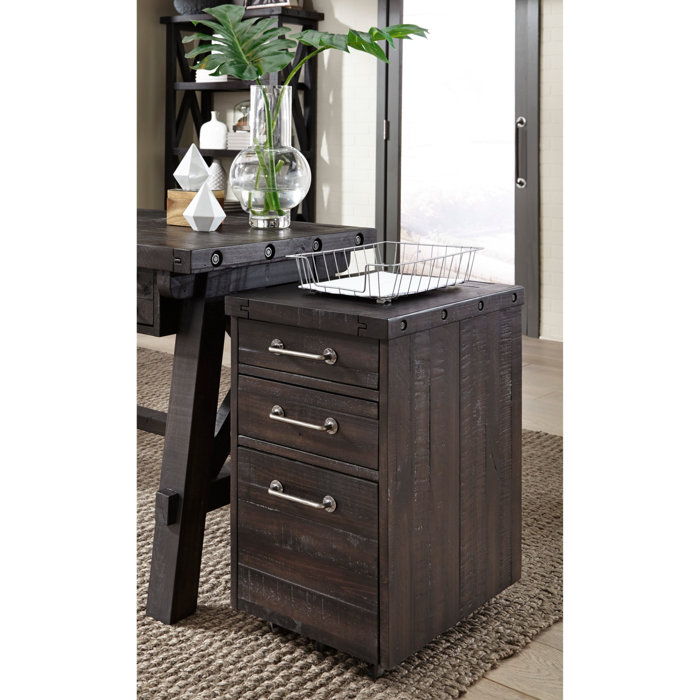17 Stories Jorge Solid Pine Wood 3 Drawer Vertical Filing Cabinet