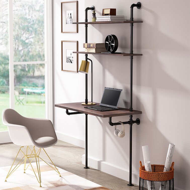 Leaning Ladder Computer Desk PC Table Shelving Unit Rack Home Office Study 