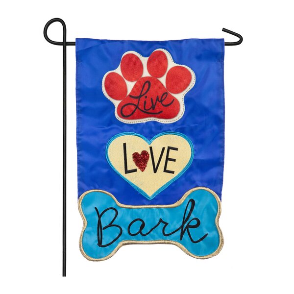 Toland Home Garden Love Live Bark 12.5 x 18 Inch Decorative Heart Puppy Dog Animal Pet Paw Garden Flag 