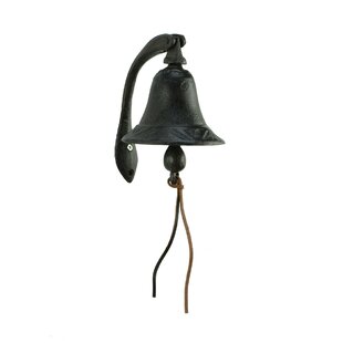 Upstreet Outdoor Dinner Bells Made of Black Cast Iron Black, 6 Bracket Mounts Bell to Both Indoor Outdoor Wall Surfaces